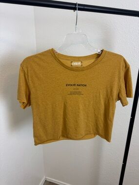 EVOLVE Mustard Cropped Tee with Evolve Nation Print